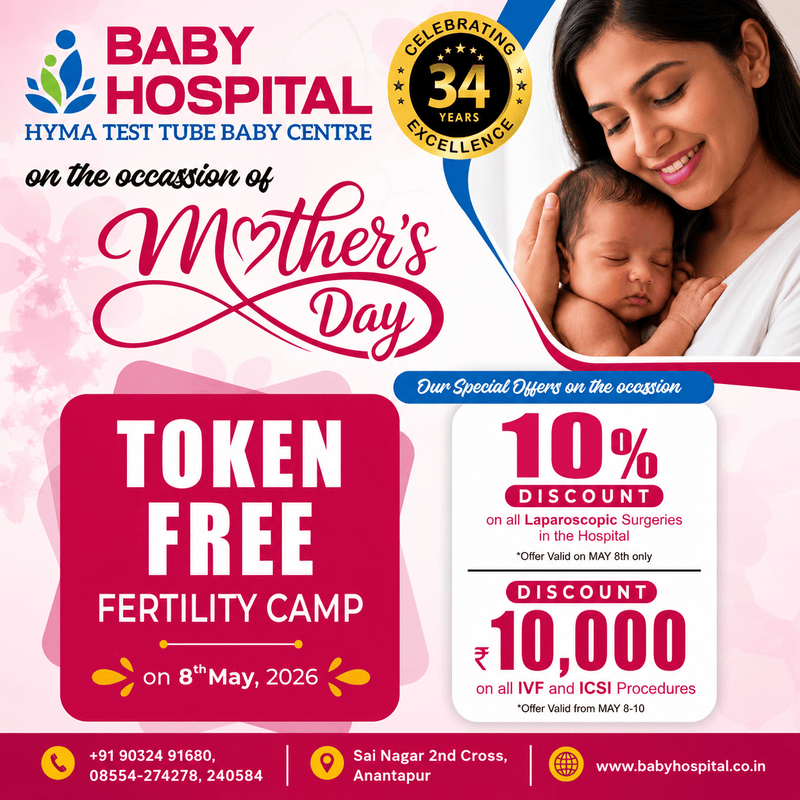 Mother's Day Special Offers at Baby Hospital Hyma Test Tube Baby Centre with Fertility Camp and IVF Discounts